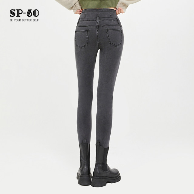 sp68 jeans ແອວສູງສໍາລັບແມ່ຍິງ 2024 ແບບພາກຮຽນ spring ແລະດູໃບໄມ້ລົ່ນ slimming ແລະ versatility trousers elastic tight-fitting ສໍາລັບຕີນສູງ.