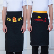 Chef working apron male and female half-surf hotel restaurant waiter black white red apron customization