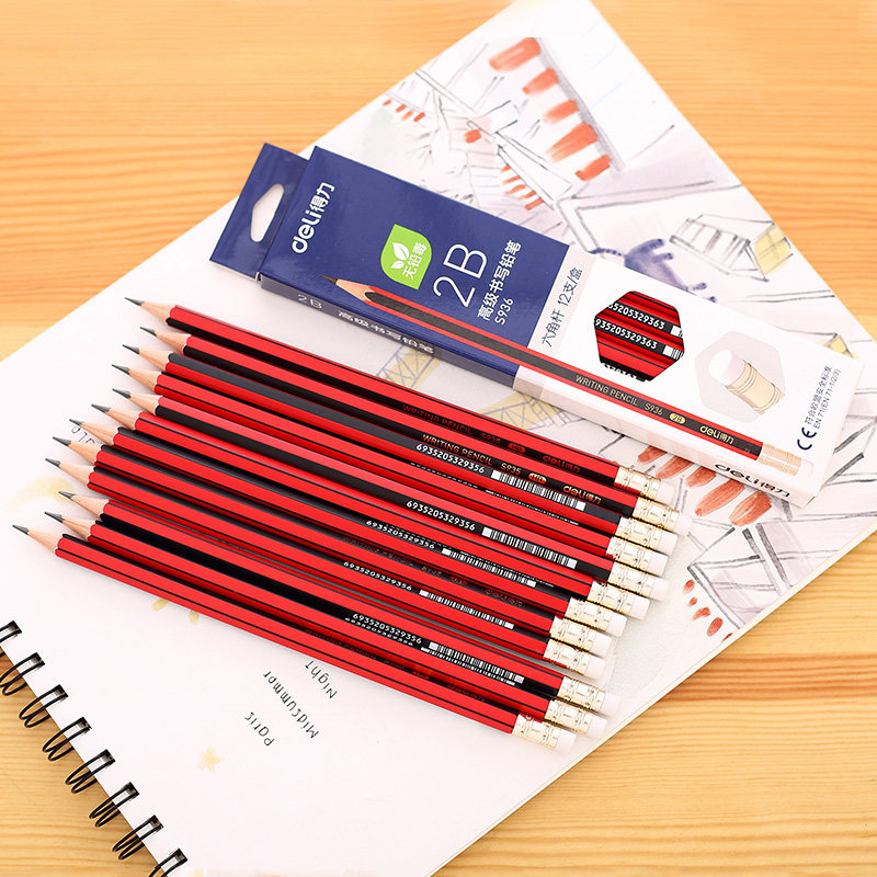 【得力】2b/hb学生铅笔12支