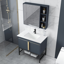 304 Stainless Steel Bath Room Cabinet Combined Rock Plate Integrated Basin Toilet Wash Wash Wash Basin Wash Terrace Floor Light Lavish