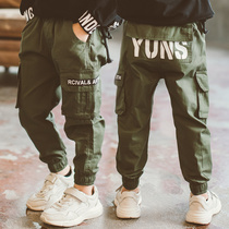 Boys pants spring and autumn 2021 new middle and large childrens casual pants boys handsome and fashionable childrens jeans Korean version