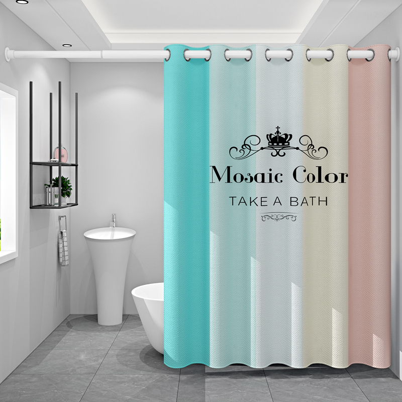 Bathroom Waterproof Bath Curtain Makeup Room Roman Hole Curtain Partition Window Bathroom Door Curtain Shower Curtain Suit Free