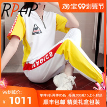 RPAP sports suit womens 2021 summer Korean version of age-reduction hooded top white trousers running two-piece tide