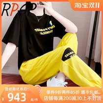 RPAP short-sleeved pullover top casual fashion suit female Korean version age-reducing net red all-match sportswear two-piece tide