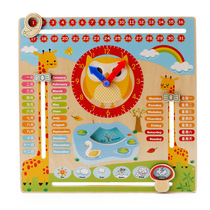 Children know the time calendar clock weather teaching aids Kindergarten Montessori early education puzzle force development baby toys