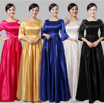 May Day new middle-aged and elderly choir costume womens long skirt stage dress square dance chorus performance dress dress 2019