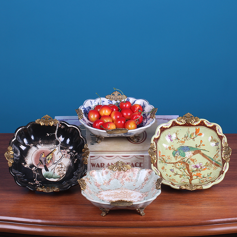 European creative candy dishes dry fruit tray was home sitting room key-2 luxury American household ceramics keys to receive dish furnishing articles