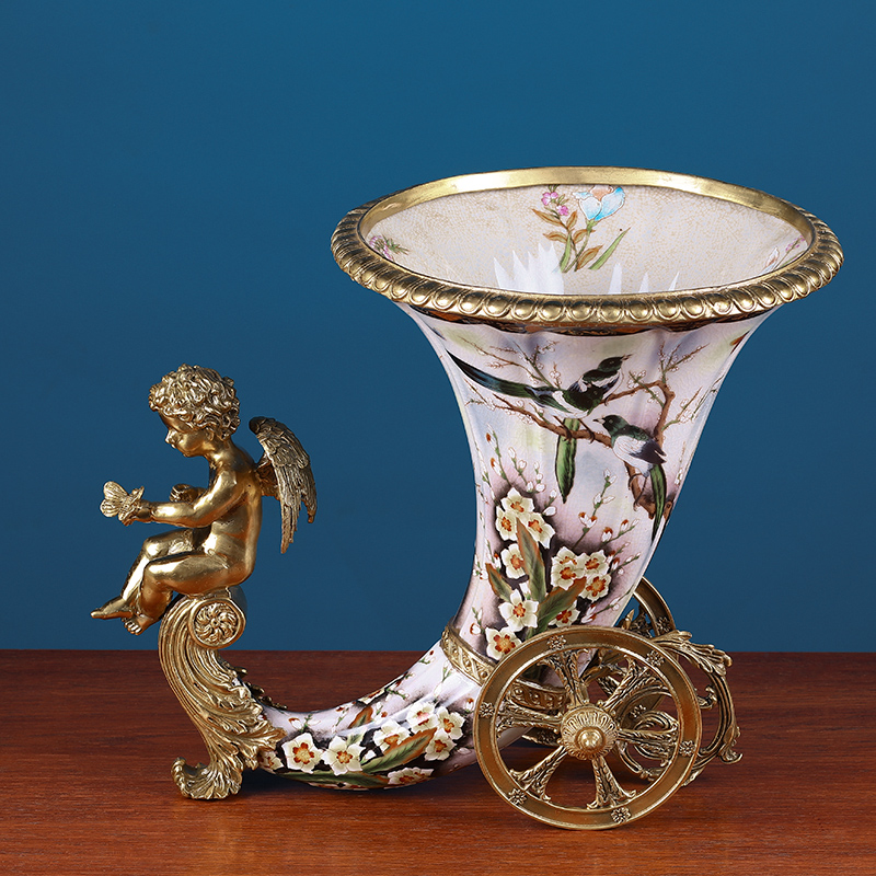 European creative ceramics with copper vase sitting room porch decoration key-2 luxury villa example room dry flower adornment furnishing articles