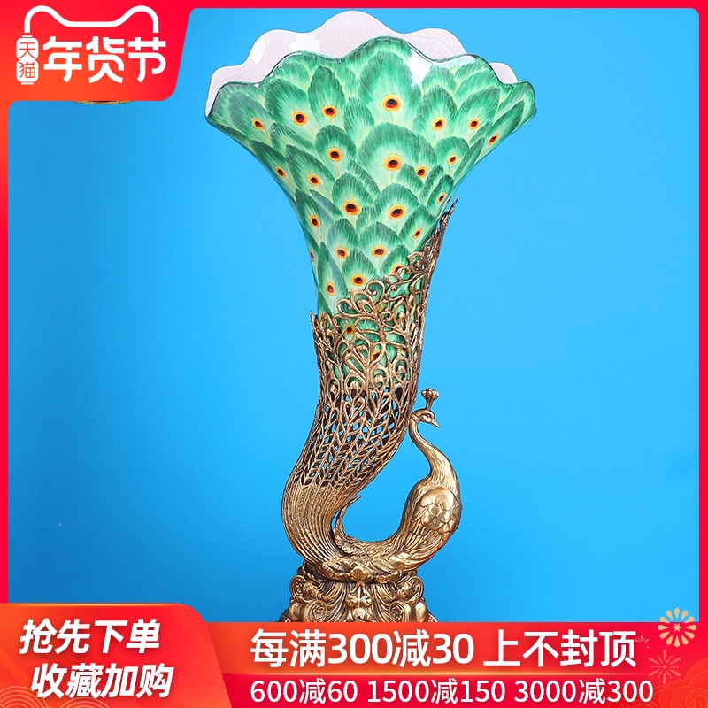 European peacock vase big sitting room porch lucky furnishing articles of key-2 luxury and creative ceramic inlaid copper household soft adornment