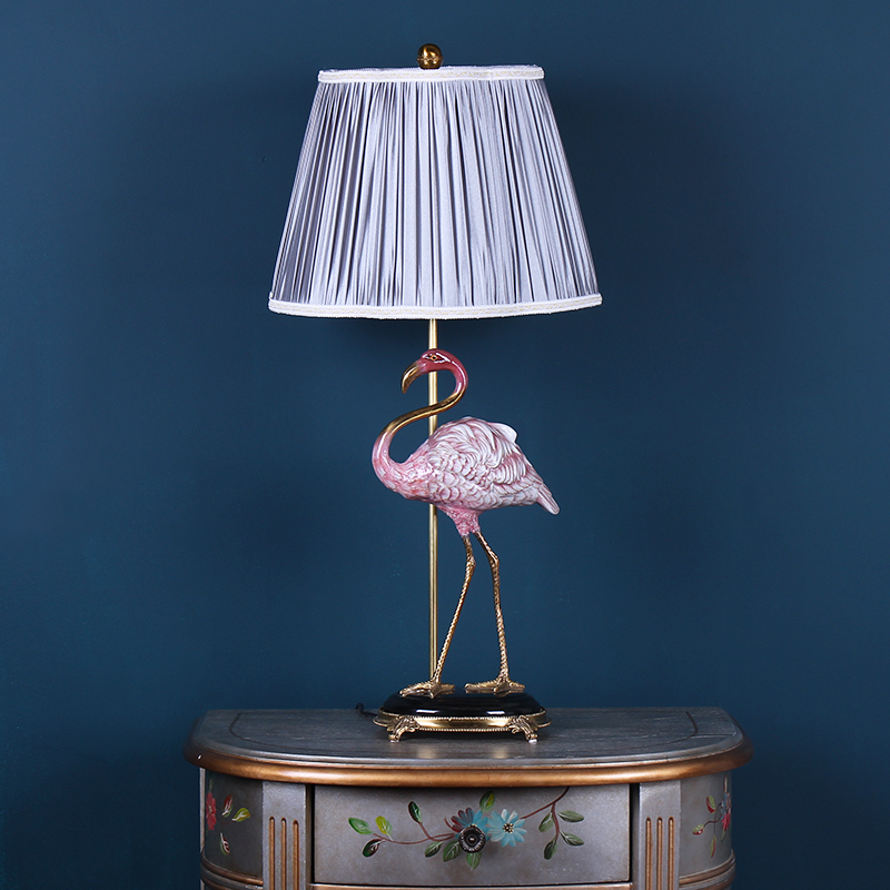 Nordic simulation ceramics flamingos sitting room lamp household act the role ofing is tasted handicraft bedroom creative bedside lamp furnishing articles