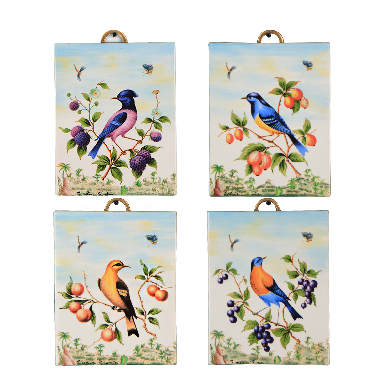 American country ceramic painting of flowers and birds sitting room adornment household soft adornment villa porch background wall hang a picture