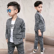 Boys Dress Set Childrens Suit Childrens Suit Baby Boys Coat Casual Big Boy Plaid Spring and Autumn Models