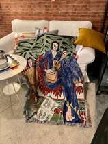 Henry Mattis Art Oil Painting Wind Mattis Guitar Woman Tapestry Casual Blanket Sofa Blanket Cotton Blanket