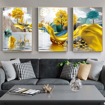 Crystal Painting Sofa Background Wall Hanging Nordic Ice Crystal Glass Light Luxury Mural Modern Minimalist Trio Decorative Painting