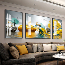 Light luxury style stone to run living room decorative painting sofa background wall hanging painting modern wealth mural painting crystal porcelain trio painting