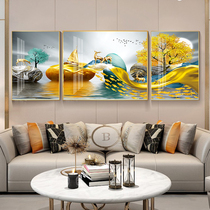 Light Luxury Time Running Living Room Decorative Painting Sofa Background Wall Hanging Painting Modern Fortune Crystal Porcelain Diamond Trio Painting