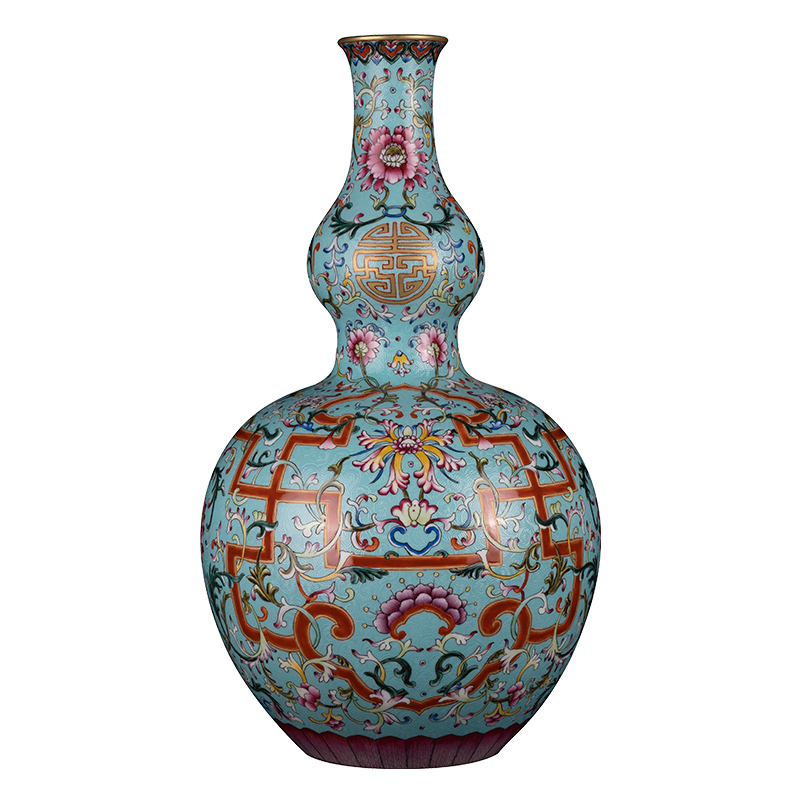 Better sealed up with jingdezhen ceramics flower bottle gourd hand - made enamel vase porch place, home decoration