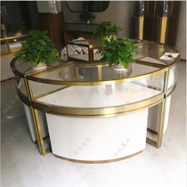 High-grade round jewelry counter store display cabinet stainless steel jewelry diamond luxury display cabinet Beijing custom