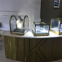 Stainless steel curved glass cover Jewelry display table dust cover sample booth custom glass cabinet cover Beijing