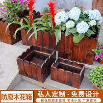 Xiaojiangnan anticorrosive wood box wooden flower pot planting box planting tree planting flower planting vegetable balcony landscape outdoor can be customized