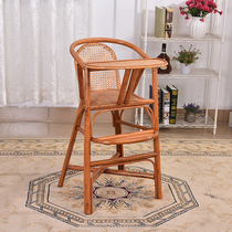 Rattan childrens heightened dining chair BB dining chair sitting height 55cm restaurant childrens chair bamboo and rattan baby dining chair