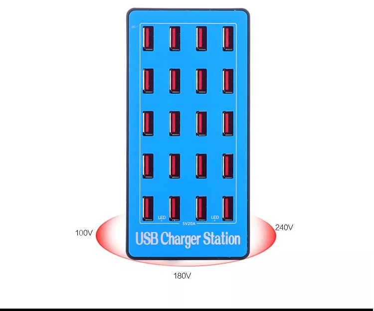 Bộ sạc điện thoại di động 20 cổng USB5V20A nhận dạng thông minh trạm sạc điện thoại di động đa năng thông minh 100W công suất cao - Khác