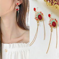 Hayery Irving Peking Opera Facial Spectrum Earrings Woman Temperament Long Chinese Wind Ear Pendant Net Red Personality Ear Ear Accessories Tide