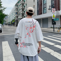 ins hyperfire short sleeve t-shirt boy half sleeve loose port wind clothes summer tide round collar 50% sleeves printed compassionate