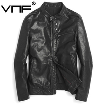 New Haining trendy leather leather jacket mens tanned sheep leather jacket motorcycle handsome thin slim slim jacket