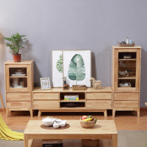 Solid wood TV cabinet modern simple log film and television cabinet Nordic Japanese living room coffee table floor cabinet combination factory direct sales