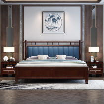 New Chinese solid wood bed 1 5m soft back double bed High box oak bed 1m 8 Modern Chinese wedding bed Bedroom furniture