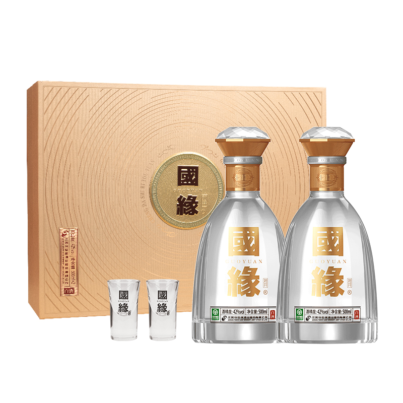 【酒厂自营】今世缘42度国缘对开500ml*2瓶装送礼商务礼盒装白酒