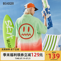 BEASTER little devil grimace tide brand hip hop gradient color very fairy short-sleeved shirt mens shirt design sense of summer