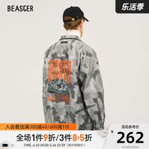 BEASTER Little Devils Face Colorful Print Shirt Retro National Tide Card Fashion Casual Loose Shirt Boy