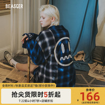 BEASTER autumn early autumn lovers fashion brand hip hop splicing plaid shirt mens jacket shirt national trend trend