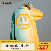 BEASTER little devil smiley face Early autumn couple tide brand casual loose hip hop gradient color shirt National tide shirt