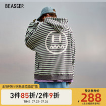 BEASTER little devil grimace national tide brand couple autumn contrast letter print loose sweater men hooded