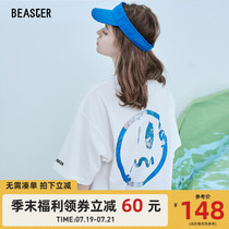 BEASTER little devil grimace couple national tide brand oil painting printing short-sleeved T-shirt mens trend bf wind loose half sleeve