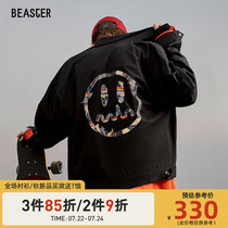 BEASTER little devil grimace oil painting print jacket couple retro mens fashion brand frock coat ins tide