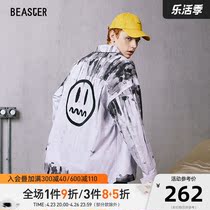 BEASTRER Little Devils Face Spring New Shirt Water Ink Dot Printed Tide Casual Loose Lining Men