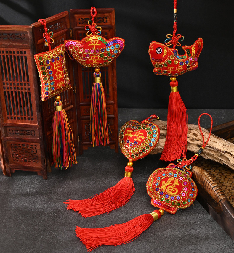 福字中国结香包福袋挂件小号刺绣平安结香囊中国风汽车载挂饰荷包