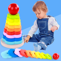 Childrens rainbow circle tumbler layer stacked music circle 0-3 year old baby toy 1 boy 2 year old baby girl