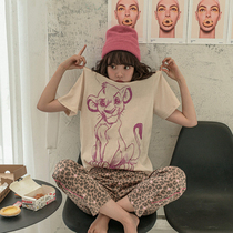 VIRRI CIAGA cute BAO WEN cartoon pajamas female summer sweet knitted cotton home suit