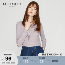 MECITY womens spring and autumn elegant slim-fit bow lace pullover temperament sweater