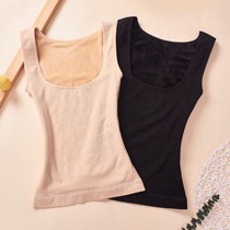 Autumn and winter warm vest womens sling plus velvet medium thick sleeveless base shirt tight chest vest meat color warm underwear