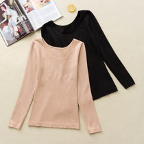 Thermal underwear womens thin velvet autumn and winter New low collar base shirt students plus velvet padded tight top body autumn clothes