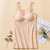 Winter velvet vest women with chest pad thickened student lace base shirt sleeveless thermal underwear womens tight body