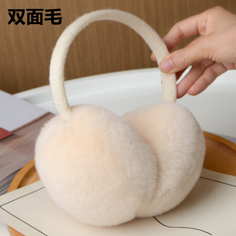 Double-face otter rabbit hair ear cover real fur straw ear cover for men and women Korean version pure color telescopic ear bag winter thermal ear cover-Taobao