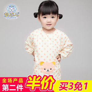 靓冠儿1-3岁宝宝罩衣灯芯绒儿童反穿衣男女童吃饭服长袖防水饭衣