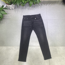 Hong Kong high-end autumn jeans mens black trend slim feet 2021 high stretch casual mens trousers